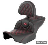 - SELLE SADDLEMEN - ROADSOFA LS - TOURING 2023UP - NOIR / COUTURES : ROUGES - AVEC DOSSIER - 823-07-182B4