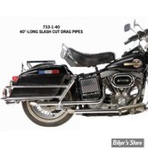 - ECHAPPEMENT SHOVELHEAD 70/84 - STAGGERED DUAL - DRAG PIPES MID LENGTH - 40" - PAUGHCO - CHROME - 733-1-40