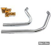 - ECHAPPEMENT  Wyatt Gatling  - SOFTAIL 86/06 - Wyatt Gatling Exhaust Drag Pipe Set Straight Cut - CHROME 