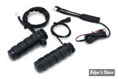 POIGNEES CHAUFFANTES - KURYAKYN - TIRAGE PAR CABLE 96UP - HEATED ISO GRIPS - NOIR BRILLANT - 6473