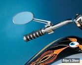 RETRO OVAL - DRAG SPECIALTIES - NESS STEALTH II - MIRROIR / TEINTE BLEU / BLUE SAPHIRE - FINITION : CHROME