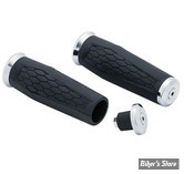 POIGNEES STANDARD - ∅ 1" / 25,40MM - KURYAKYN - UNIVERSAL GRIPS HEX - 1" - COULEUR : NOIR / CHROME - 5926