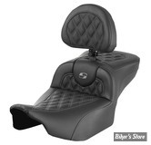 - SELLE SADDLEMEN - ROADSOFA LS  LATTICE STITCH - EXTENDED REACH SEAT - TOURING 2023UP - NOIR / COUTURES GRISES - AVEC DOSSIER - 823-07-184B2