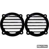 - GRILLES DE HAUT PARLEUR AVANT - TOURING 96/13 - COVINGTONS CUSTOMS - FINNED - NOIR DIAMOND