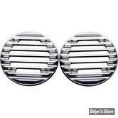 - GRILLES DE HAUT PARLEUR ARRIERE - TOURING 96/13 - COVINGTONS CUSTOMS - FINNED - CHROME