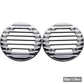 GRILLES DE HAUT PARLEUR ARRIERE - TOURING 96/13 - COVINGTONS CUSTOMS - FINNED - CHROME