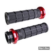 - POIGNEES - ODI -V-TWIN LOCK-ON™ HART-LUCK SIGNATURE FULL-WAFFLE GRIP SET - TIRAGE ELECTRONIQUE - CAOUTCHOUC : NOIR / COLLIER : ROUGE - V31HTW-BB-R