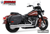 - ECHAPPEMENT - FREEDOM PERFORMANCE - SOFTAIL M8 - INDEPENDANT LG - CHROME / EMBOUTS  : NOIR SCULPTE -