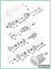  DOC C / PIÈCE N° 00 - ECLATE DES PIECES INTERNES DE BOITE DE VITESSES - SOFTAIL / TOURING M8 17UP