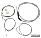 +15" / +17" - KIT CABLES ET DURITE DE FREIN DE GUIDON RALLONGES - DYNA FXDWG 10/17 / FLD 12/16 - LA CHOPPERS - STANDARD - INOX - LA-8220KT-16