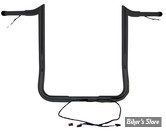 GUIDON PRE-CABLE - PAUL YAFFE Pre-Wired Monkey Bar Handlebar 32mm - FLHT/K / FLHX/S/SE/ST / FLHTCUTG/SE 14/21 - HAUTEUR : 30.50 CM - NOIR BRILLANT