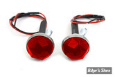 REFLECTEUR / CATADIOPTRE -Ø 25.40 MM - V-TWIN -  GLASS LICENSE PLATE REFLECTORS SET - COULEUR : ROUGE - AVEC ECLAIRAGE LED