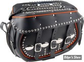 SACOCHES KING SIZE - POUR CADRE RIGIDE - CUIR - NOIR - BORDURE ORANGE