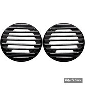 - GRILLES DE HAUT PARLEUR ARRIERE - TOURING 96/13 - COVINGTONS CUSTOMS - FINNED - NOIR DIAMOND