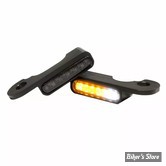 2 - CLIGNOS HEINZ BIKES - STRIPES BELOW BAR TURN SIGNAL - TOURING 02/22 EMB. HYDRAULIQUE - 2 FONCTIONS - CORPS NOIR / CABOCHON FUME - HBTS-FLH-HC-PL