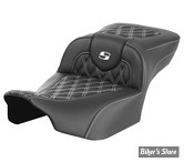 - SELLE SADDLEMEN - ROADSOFA LS  LATTICE STITCH ALLONGEE - EXTENDED REACH SEAT - TOURING 2023UP - NOIR / COUTURES BLANCHES - 823-07-18406