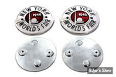 - EMBLÈMES DE RÉSERVOIR - 1940 - OEM 00000-00 - 1940 World's Fair Round Tank Emblem Set - AVEC KIT DE MONTAGE