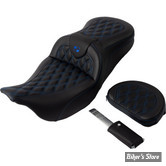 - SELLE SADDLEMEN - ROADSOFA™ LS SEAT - TOURING 08UP - NOIR / COUTURES : BLEU - AVEC DOSSIER - 808-07B-182B1