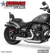 ECHAPPEMENT - FREEDOM PERFORMANCE - INDIAN CHIEF 22UP - SHORTY 2 EN 1 TURNOUT - CHROME - EMBOUT DROIT : NOIR SCULPTE - IN00388