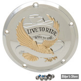 ECLATE I - PIECE N° 25A - COUVERCLE D EMBRAYAGE - TOURING 16UP / FLHTCUL/FLHTKL 15UP - LIVE TO RIDE - DRAG SPECIALTIES - CHROME / DORE