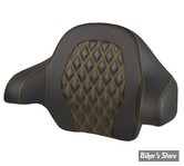 DOSSIER DE TOUR PACK - KING - TOURING 14UP - SADDLEMEN - Roadsofa™ LATTICE STITCH Tour Pack Backrest Pad - FIBRE DE CARBONE - NOIR  / COUTURES : OR - 814-07-20707
