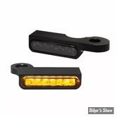 1 - CLIGNOS HEINZ BIKES - STRIPES BELOW BAR TURN SIGNAL - SPORTSTER 14/20 - 1 FONCTION - CORPS NOIR / CABOCHON FUME - HBTS-XL14