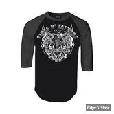 TEE-SHIRT MANCHES 3/4 - LETHAL THREAT - TIRES N TATTOOS EAGLE - NOIR/GRIS - TAILLE XL