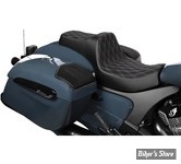 SELLE DUO - INDIAN CHALLENGER 2020UP / CHIEFTAIN 2025UP -  DRAG SPECIALTIES - PREDATOR III 2-UP SEAT - DOUBLE DIAMOND - NOIR / COUTURES : ARGENT - 4720C