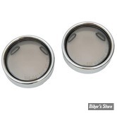 CASQUETTES DE CLIGNOTANTS AVEC CABOCHON DEEP DISH - DRAG SPECIALTIES - CERCLAGE : CHROME / CABOCHON : FUME  - 12-0226-LM