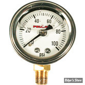 JAUGE DE PRESSION D'HUILE - FEULING - CORPS : CHROME / FOND : BLANC - EMBOUT : LAITON BAS - 1" 1/2 - 1/8" NPT