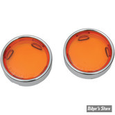 CASQUETTES DE CLIGNOTANTS AVEC CABOCHON DEEP DISH - DRAG SPECIALTIES - CERCLAGE : CHROME / CABOCHON : ORANGE  -12-0224-LA