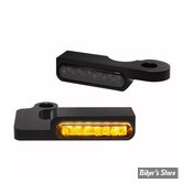 1 - CLIGNOS HEINZ BIKES - STRIPES BELOW BAR TURN SIGNAL - SPORTSTER 04/13 - 1 FONCTION - CORPS NOIR / CABOCHON FUME - HBTS-XL-13