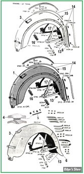  ECLATE O - PIECE N° 00 - ECLATE DES PIECES DE GARDE BOUE ARRIERE - FLATHEAD 1937/1973