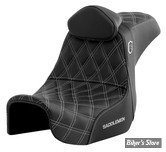 - SELLE SADDLEMAN - DYNA 06/17 - SEAT PRO SERIE SDC GRIPPER - AVEC DOSSIER PILOTE - DOUBLE DIAMOND - NOIR / COUTURES ARGENT - SC80604SILRT
