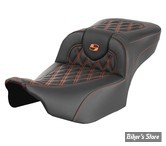 - SELLE SADDLEMEN - ROADSOFA LS  LATTICE STITCH ALLONGEE - EXTENDED REACH SEAT - TOURING 2023UP - NOIR / COUTURES ORANGE - 823-07-18403