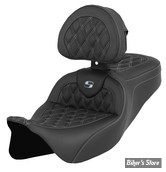 - SELLE SADDLEMEN - ROADSOFA™ LS SEAT - TOURING 08UP - NOIR / COUTURES : ARGENT - AVEC DOSSIER - 808-07B-182B5