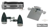 POIGNEES RBS - 84UP - GROOVED - AVEC CLIGNOTANTS LED + CLIGNOTANTS ARRIERE + SUPPORT D'IMMATRICULATION ET FEU - NOIR - LE KIT