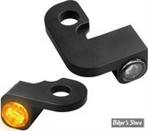 2 - CLIGNOS HEINZ BIKES - NANO SERIES LED TURN SIGNALS  - SOFTAIL 90/14 - 2 FONCTIONS - CORPS NOIR / CABOCHON FUME 