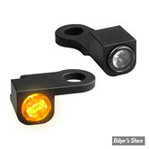 2 - CLIGNOS HEINZ BIKES - NANO SERIES LED TURN SIGNALS  - SPORTSTER 14UP - 2 FONCTIONS - CORPS NOIR / CABOCHON FUME 