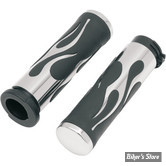 POIGNEES - DRAG SPECIALTIES - FLAMMES - CHROME / NOIR - 17-0571DB