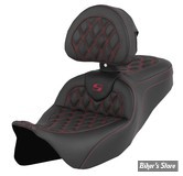 - SELLE SADDLEMEN - ROADSOFA™ LS SEAT - TOURING 08UP - NOIR / COUTURES : BORDEAUX - AVEC DOSSIER - 808-07B-182B8