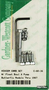 PIÈCE N° 29 / 30 - KIT DE VISSERIE DE CUVE DE CARBURATEUR KEIHIN - FLOATBOWL - OEM 27366-76 - CHROME - GARDNER WESCOTT - C-80-36