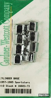 ECLATE G - PIECE N° 14 - KIT D'ECROUS POUR EMBASE DE CYLINDRES - SPORTSTER K / XL 57/85 / 45" 29/73 - 16603-72 - HEXAGONAL - CHROME - GARDNER WESCOTT