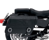 SACOCHES CAVALIERE - SADDLEMEN - HIGHWAYMAN TATTOO SADDLEBAGS - TAILLE : JUMBO - COULEUR FLAMMES : NOIR