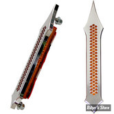 CLIGNOTANTS - FEUX DE SACOCHES ACCUTRONIX - DOUBLE FONCTIONS - TRIBAL DRILLED - LED : ORANGE - CHROME