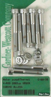 ECLATE G - PIECE N° 35 - KIT VISSERIE DE FIXATION DE POMPE A EAU & THERMOSTAT - OEM 1030M / 978M - V-ROD 02/17 - ALLEN / CHROME