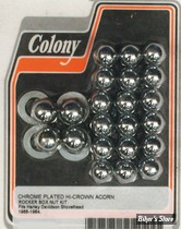 ECLATE F - PIECE N° 03 - KIT ECROUS CACHES CULBUTEURS - SHOVELHEAD 66/84 - ACORN STYLE CHROME - COLONY - 7137-22