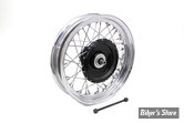 16 x 3.00 - ROUE AVANT A RAYONS - REPLICA - WL 37/52 - OEM 43509-40 / 43510-40 - 45" WL Front Wheel Assembly - MOYEU : NOIR / VOILE : CHROME / RAYONS : INOX