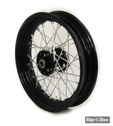 16 x 3.00 - ROUE ARRIÈRE ET AVANT 40 RAYONS - REPLICA - 36/66 - OEM 40981-40 - Replica Front or Rear Spoke Wheel - MOYEU : NOIR / VOILE : NOIR / RAYONS : CADMIUM