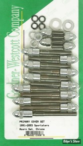 ECLATE I - PIECE N° 05 - KIT VISSERIE DE CARTER PRIMAIRE - SPORTSTER 91/03 - OEM 3479 / 3480 / 41191-74 / 6099 - CHROME - ACORN